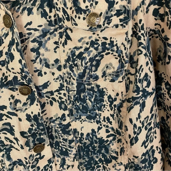 Carole Little Vintage Linen Jacket Womens Plus Size 1X Cream Blue Paisley Print - Picture 5 of 11